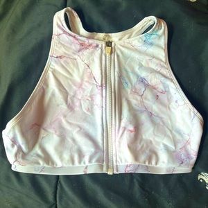 Forever21 Marbled Zip-up Bikini Top